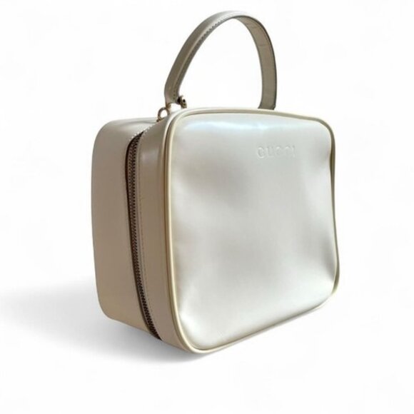 Auth GUCCI Bamboo - Cream White Dark Brown Nylon Patent Leather - Picture 2 of 6